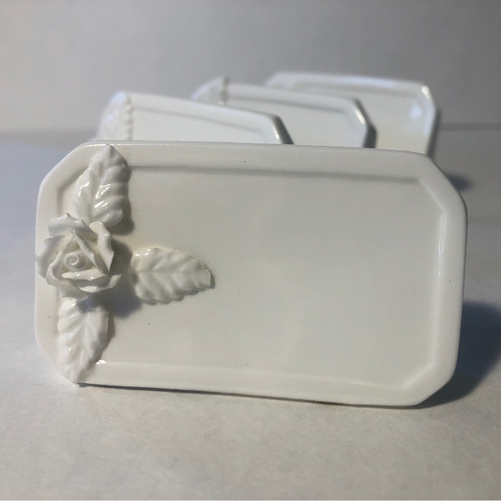 8pcs. Vintage Name Markers White Rose 🌹Abbott Bone China✨c.1990’s Rare Find ✨